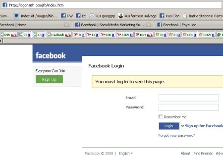 facebook login page. see a Facebook login page