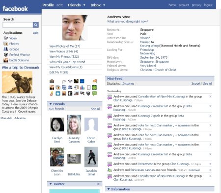 facebook page layout. single page layout,